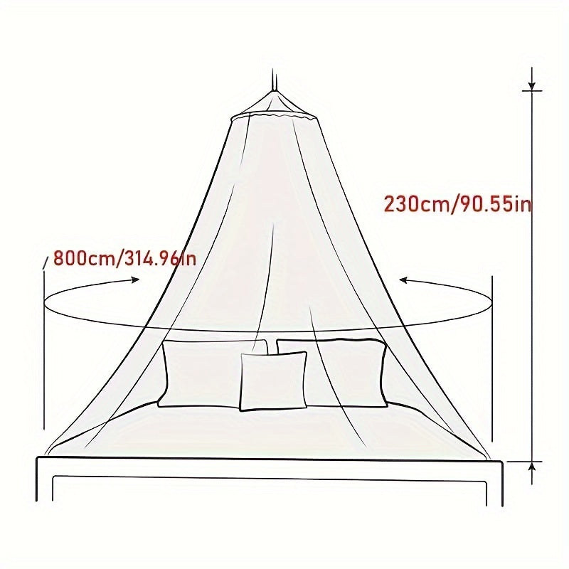 This black dome mosquito net features lace trim, a top and door ribbon, and ruffles. It is suitable for single, double, and queen beds, and makes a stylish addition to any bedroom decor. Made from polyester fabric weighing 200-250g, this net does not