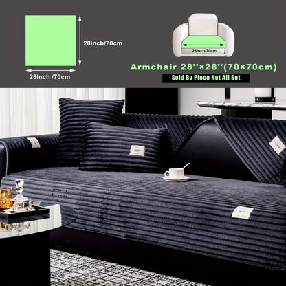 Smile Brand Plush Velvet Sofa Cover: Short pile, non-slip, pet-friendly, modern style. Machine washable. Sofa protector for all sizes. Made of polyester fabric, 250-300g weight.