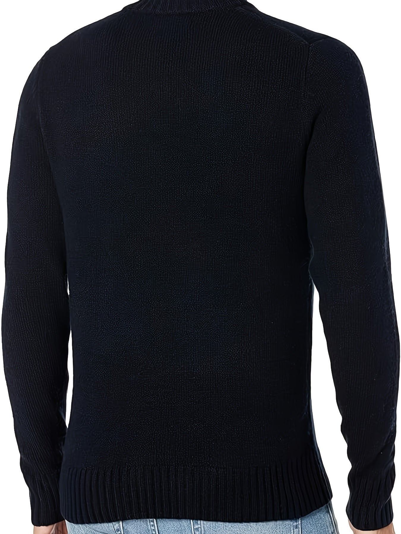 Men's Plus Size Knitted Pullover - Cozy high neck and relaxed fit for casual and sports wear in cooler seasons.