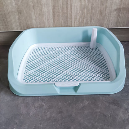 High-sided dog litter box with removable grid for small to medium breeds.