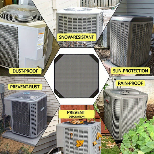 Protect your central air conditioner with the durable Universal Outdoor AC Unit Mesh Cover. This top defender keeps debris and leaves out of your unit, without the need for electricity. Simply secure the cover in place with the included bungee cords.