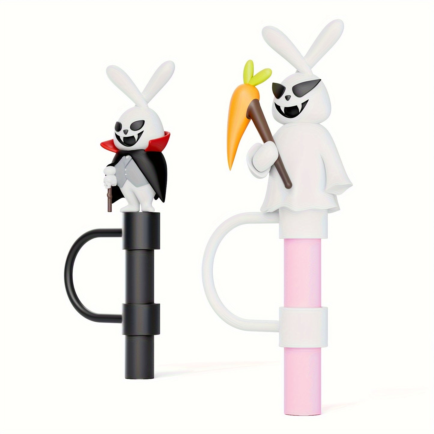 Halloween-themed stainless steel water bottles with BPA-free straw set and fun lids, hand wash only. Includes 6 round bottles and 1 extra straw.