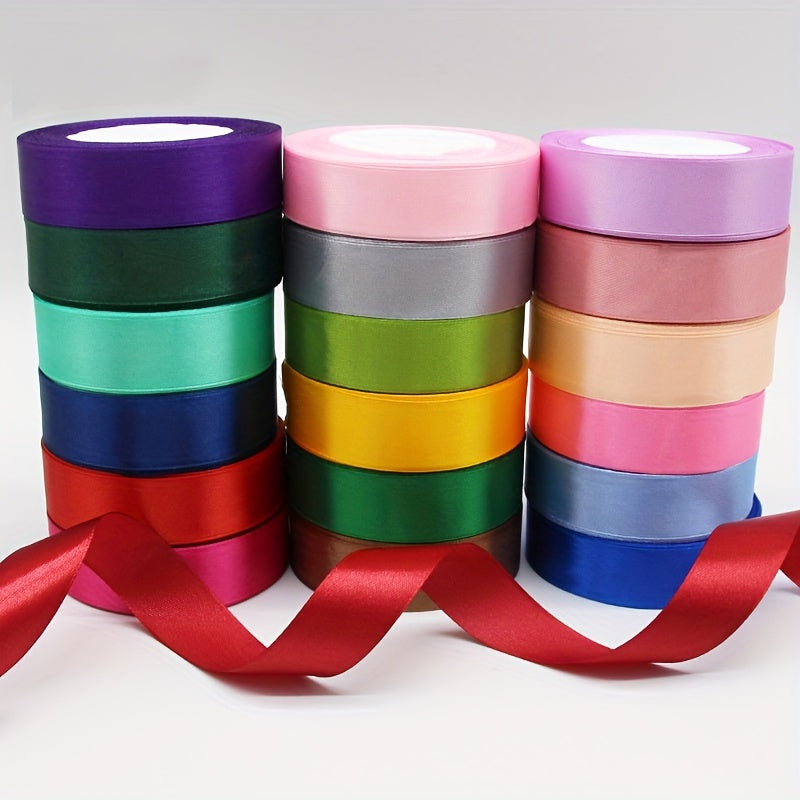 1 piece of 2.5cm wide, 25 yards long satin ribbon for gift wrapping, wedding decoration, car silk ribbon, baking, and webbing.