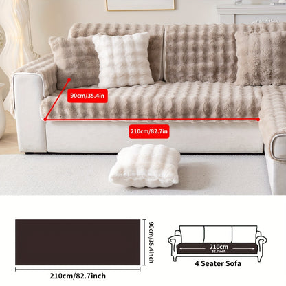 1pc Thick Plush Sofa Cover - Imitation Rabbit Material, Perfect for Winter, Protects Furniture in Bedroom, Office, Living Room.