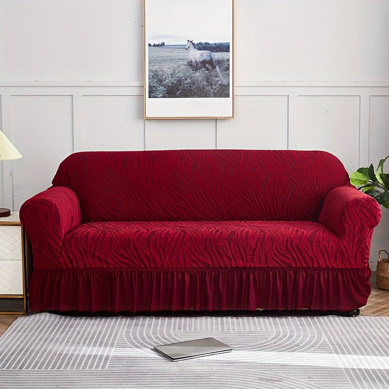 Stretch integrated sofa slipcover for home decor protection.