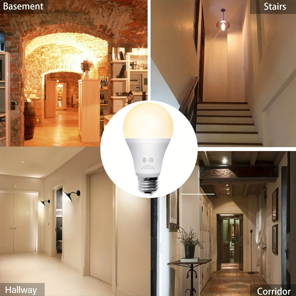 5 LED motion sensor bulbs available in 9W/12W, 3000K/6000K options with 1200LM brightness. Ideal for stairs, hallways, garages, and corridors. 2-year warranty included.