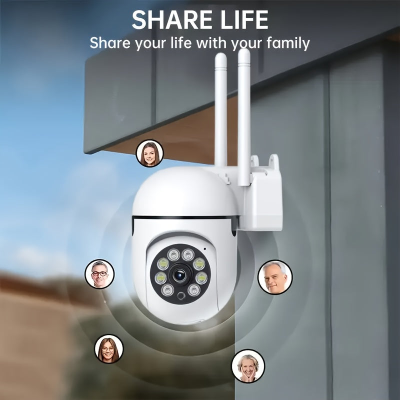 Conveniently install the 1080P HD WiFi Security Camera with PTZ and Voice Intercom without cables. Perfect for elderly and youngsters, with remote viewing anytime.