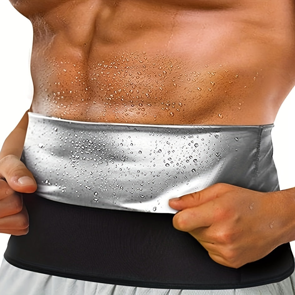 Men's sports sweat belt for fitness training, designed to wick away sweat during workouts.