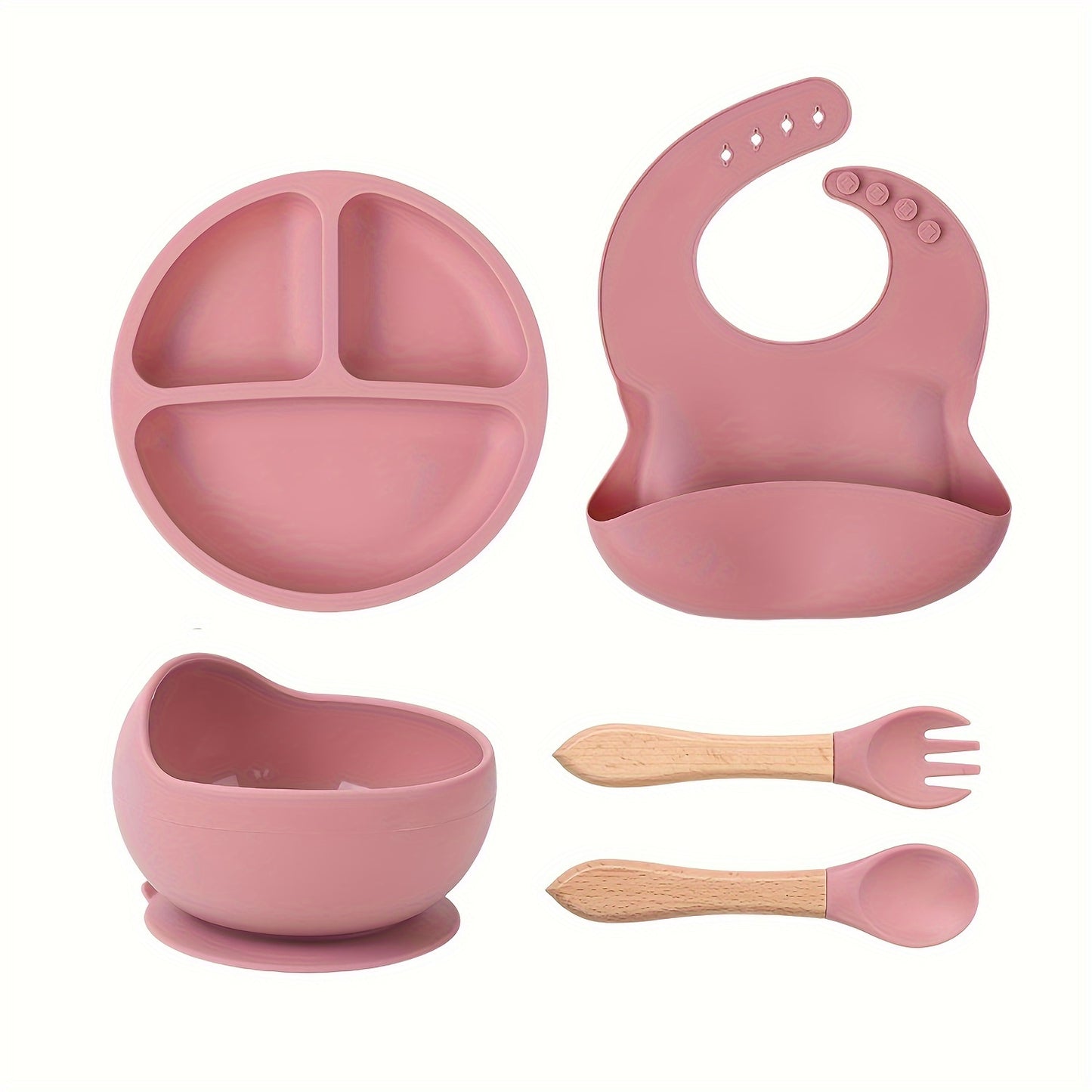 Gray Silicone Kids Feeding Set - Soft, Safe, Easy to Clean Tableware Kit