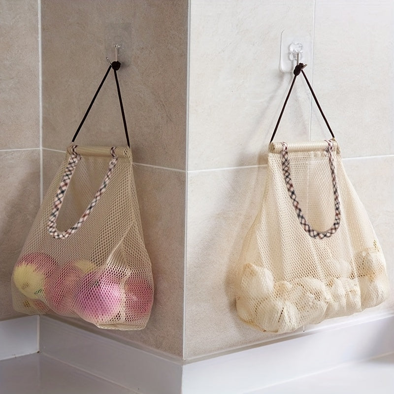 Large Capacity Hanging Storage Bag for Kitchen Organization - Mesh Pouch