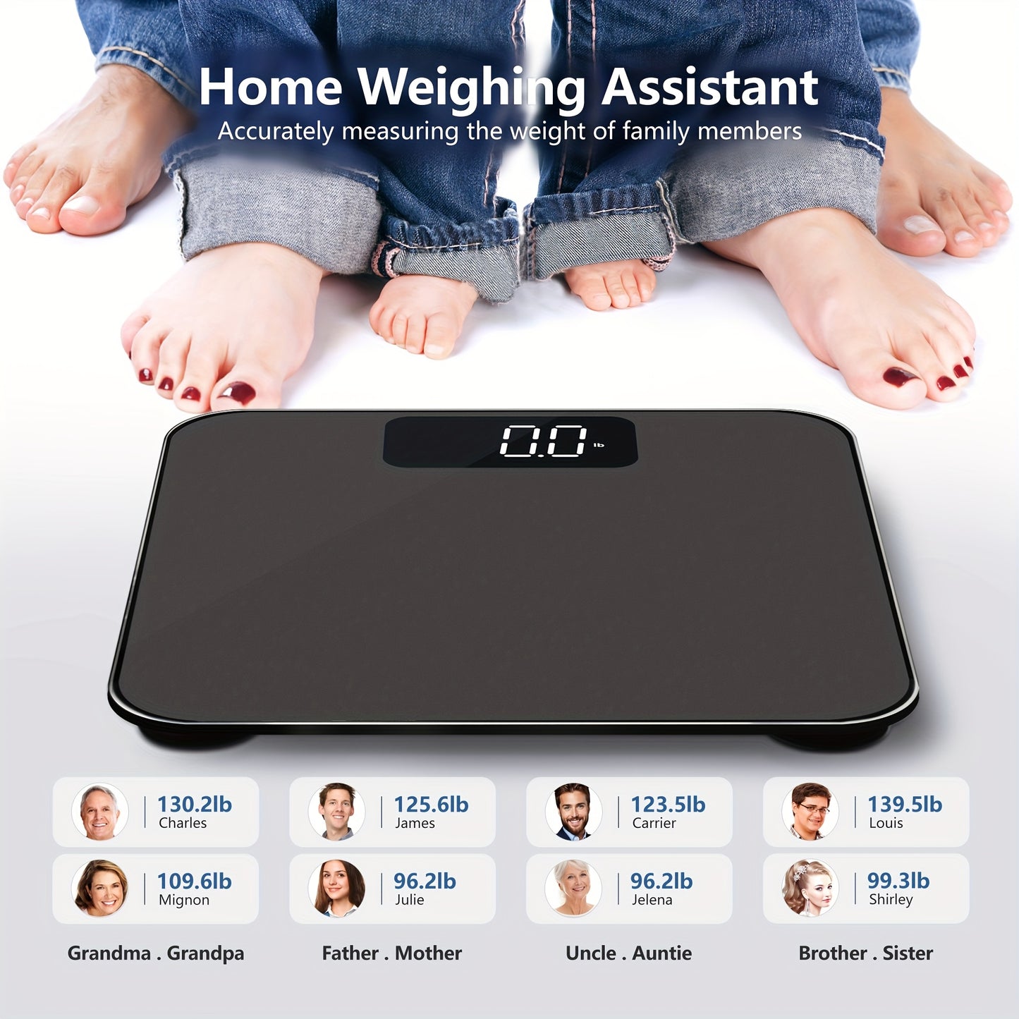 Digital bathroom scale measures body weight accurately up to 181.44 KG. KG/lb unit. Battery not included.