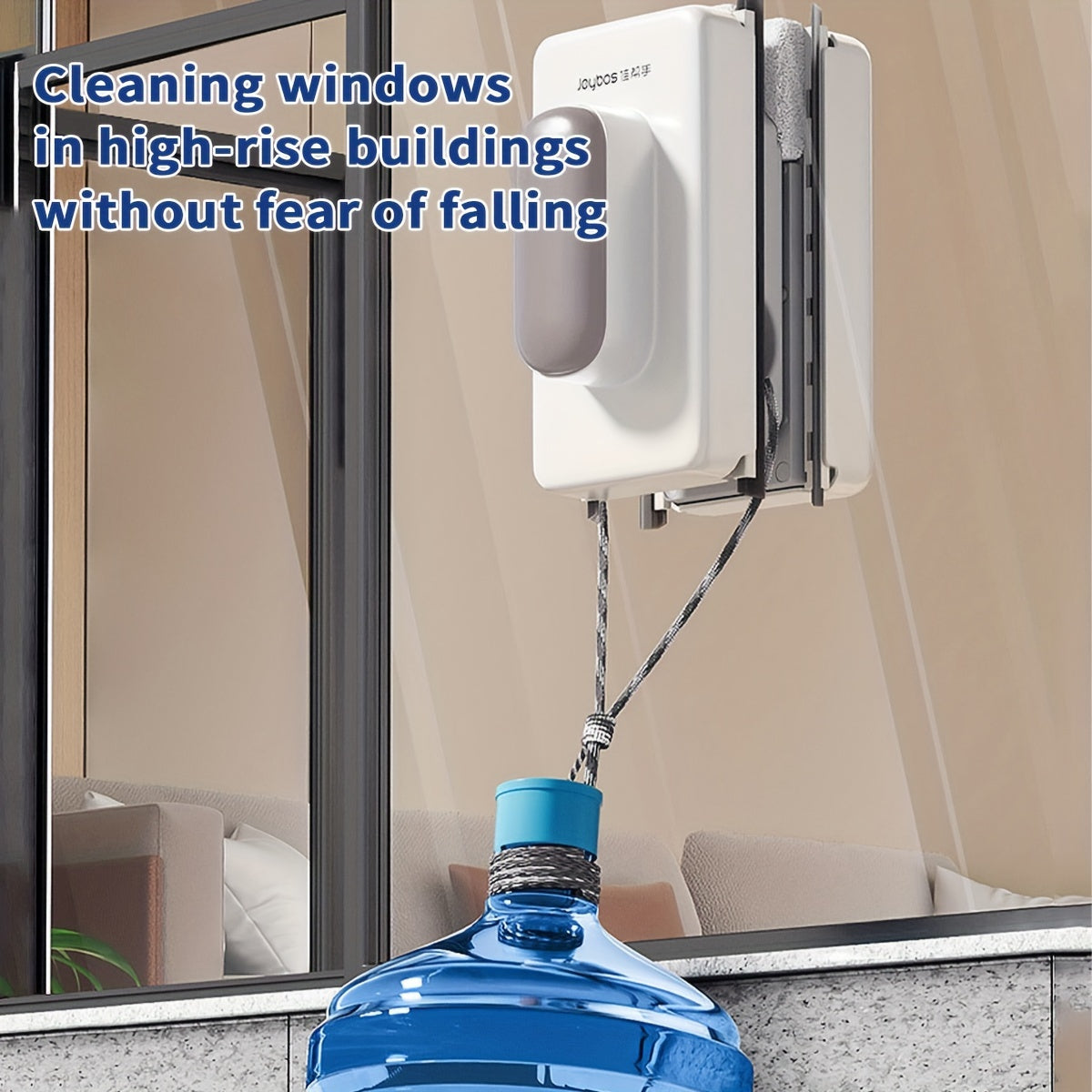 Magnetic Double-Sided Window Cleaner with Handheld Safety Accessory - Ideal for High & Home Use on All Glass Surfaces. Fits 5-26mm Thick Windows Without Needing Power.