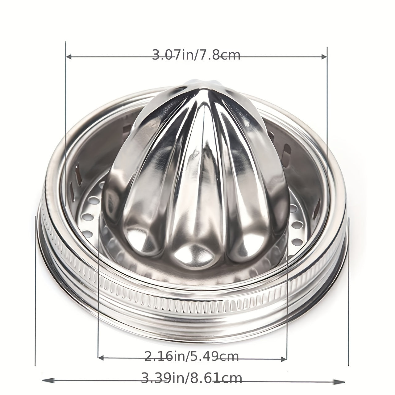 Stainless Steel Citrus Juicer Cover with 1pc Reusable Wide Mouth Lid for Mason Jars, Food Containers, and Cans - Metal Juicing Tool - Kitchen Supplies - 7.8*5.49*8.61cm/3.07*2.16*3.39inch