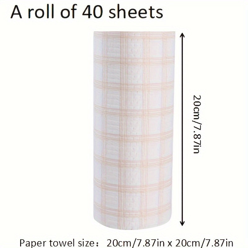 Reusable Paper Towels - 1 Pack of 40 Sheets, Washable and Absorbent, Non-Greasy, Dye-Free, PET Material, Modern Design for Kitchen Use, Comes in a Continuous Roll