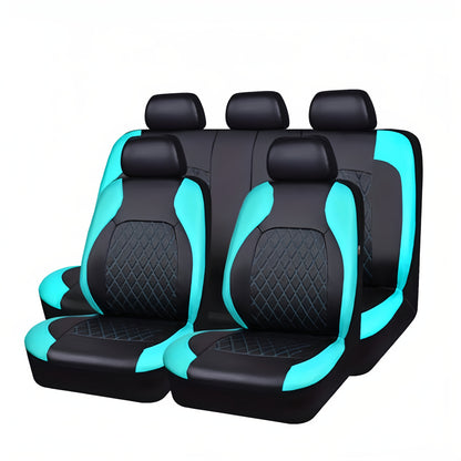 Universal Deluxe PU leather car seat covers Full set, breathable, airbag compatible, fits cars, trucks, SUVs.