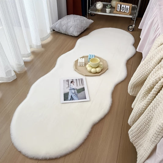 Pamper your space with this gorgeous Faux Rabbit Fur Area Rug, known for its luxurious softness and plush feel. This stain-resistant beauty is perfect for enhancing the decor of your bedroom or living room. Its unique shape adds style to any room, but