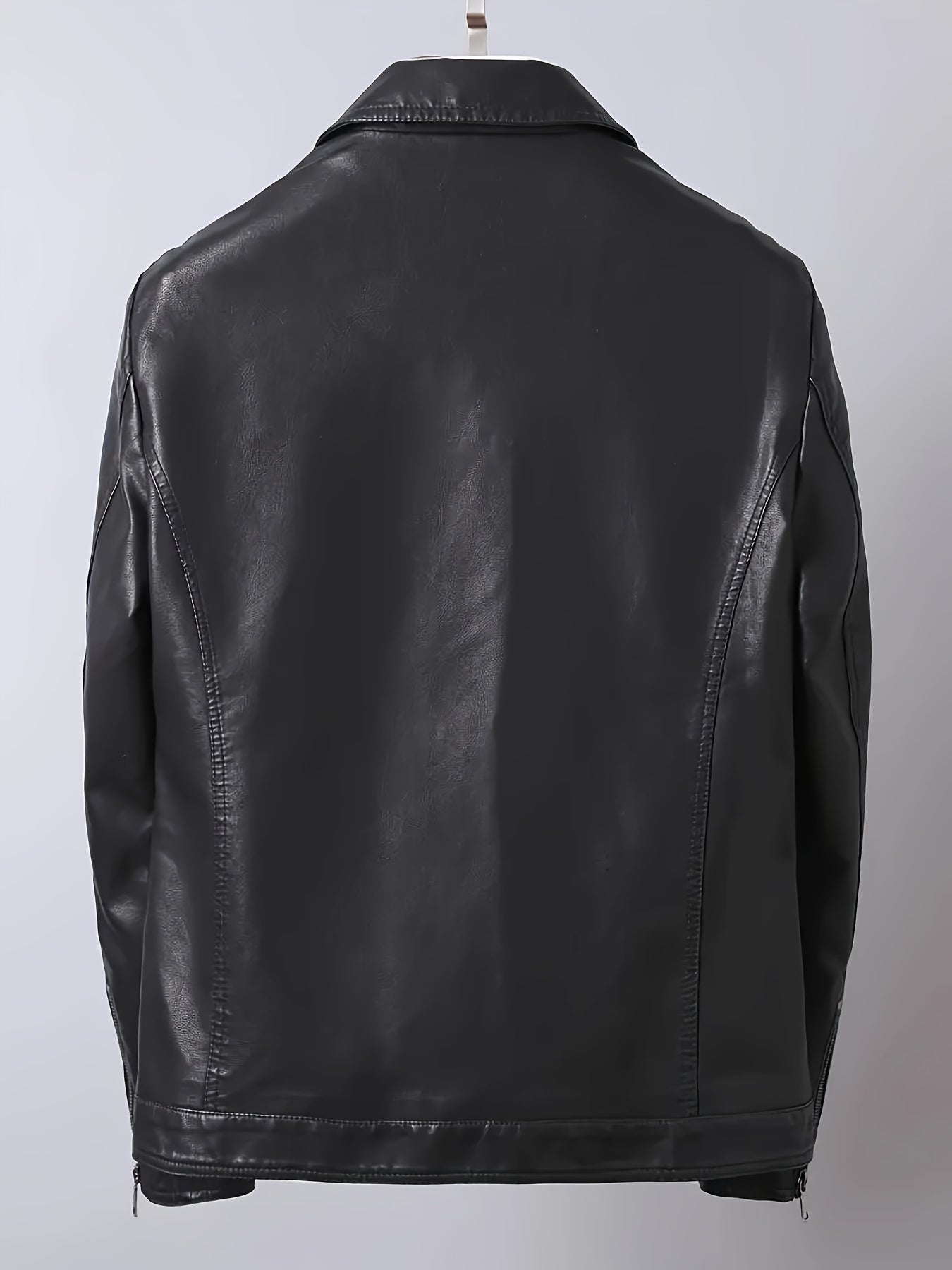 Men's Black Jacket with Fleece Lining - Zip-Up Collared Jacket for Fall and Winter