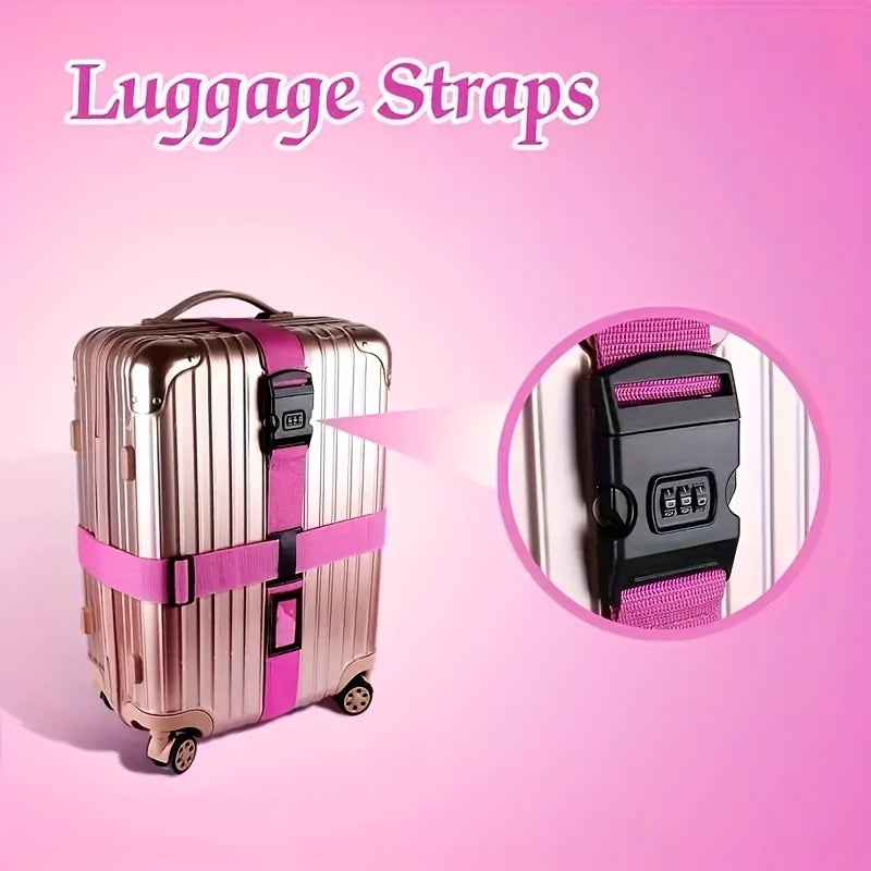 Secure your luggage with this durable adjustable strap featuring a password lock. Includes a nylon crossbody bag hook and name tag for easy identification while traveling. This single piece luggage security strap is both durable and reliable.