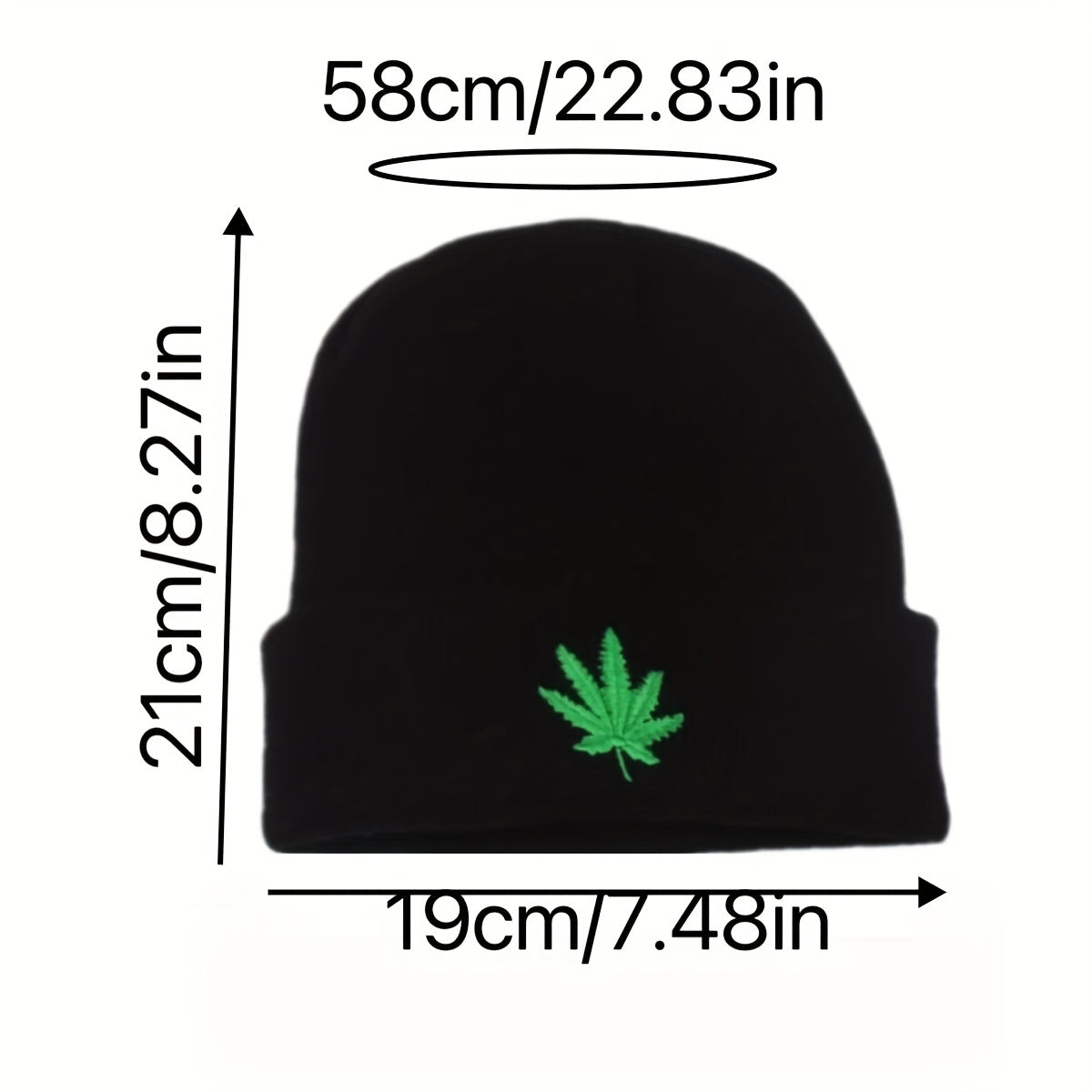 Embroidered Leaf Knit Hat - Stylish Hip Hop Sports Cap for Men, Women, and Teens