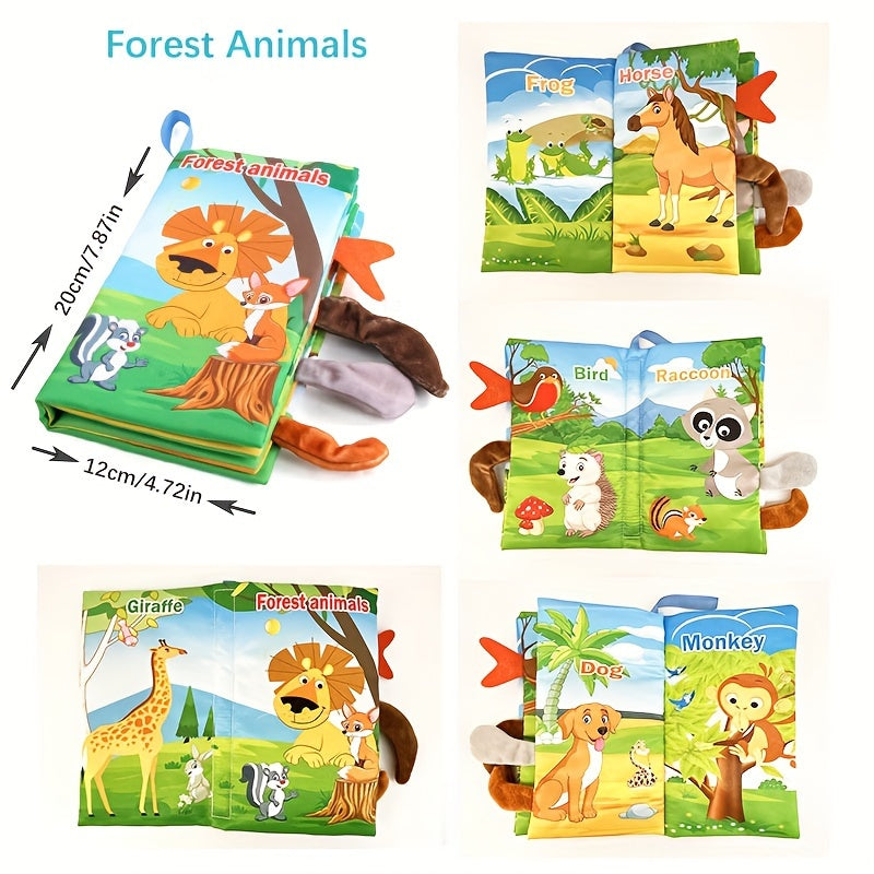 Diikamiiok Colorful Cloth Books for Young Children - Interactive Learning with Cartoon Animal Tails, Soft Fabric, Ages 12-72 months, Educational Toys