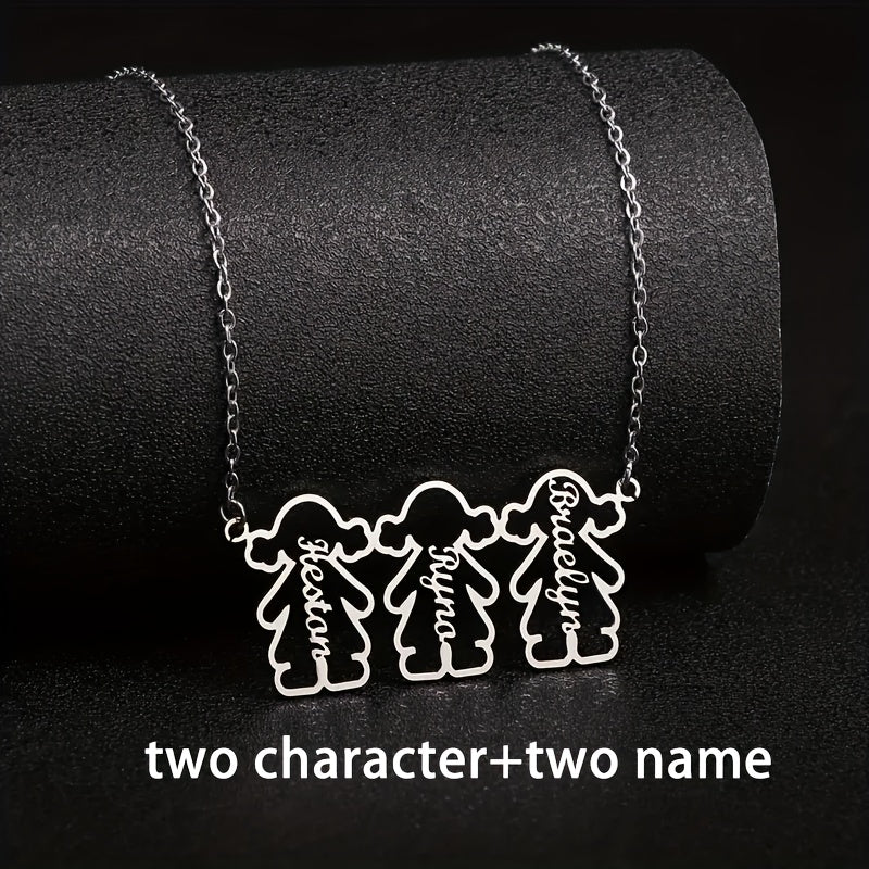 Personalized Stainless Steel Pendant Necklace featuring multiple names - Perfect for showing appreciation to loved ones - A thoughtful gift for Mother's Day, birthdays, or just because - Great for women who love unique jewelry.