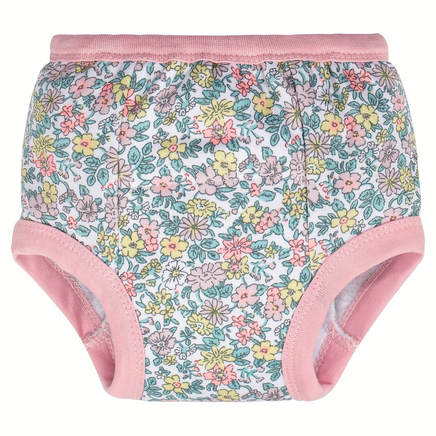 Three pieces of adorable washable 6-layer cloth diaper pants for training, made of breathable cotton fabric.