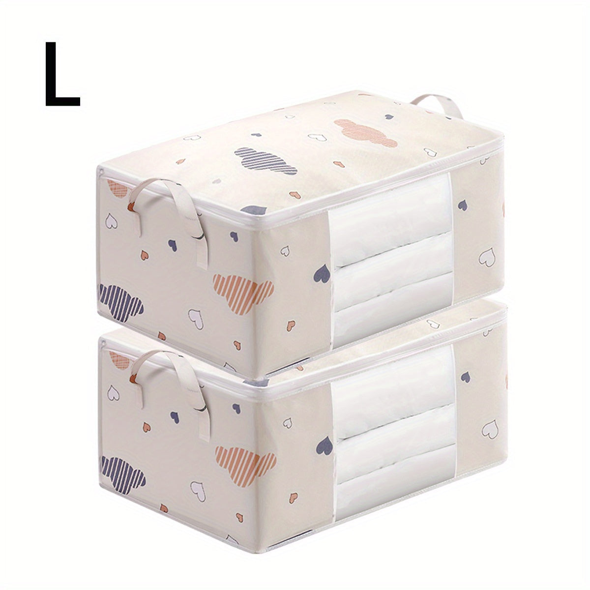 Large Capacity Quilt Storage Bag with Clear Window - The Perfect Holiday Gift Organizer for Thanksgiving, Halloween, and Christmas. This Foldable Portable Storage Bag is made of Non-woven Material, ideal for storing clothes, quilts, blankets, toys, and