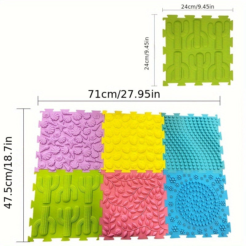 Set of 6 Interlocking Floor Mats with Foam Edgings, Soft Anti-Slip Puzzle Area Rug Playmat, Square Tiles for Room Decor