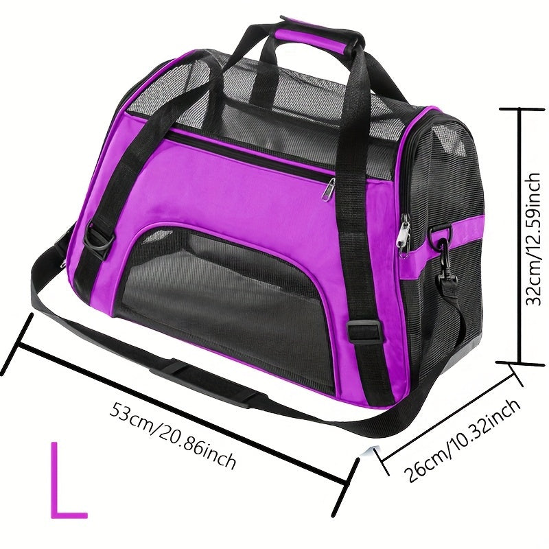 Pet travel carrier for cats and dogs - lightweight, foldable, safe, comfortable, and ventilated.