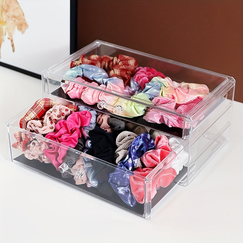 Hair accessories storage jewelry box with transparent and dustproof design, featuring an elastic band for hair rings and a comb box for hair clips. This large capacity storage box is perfect for organizing and storing all your jewelry.