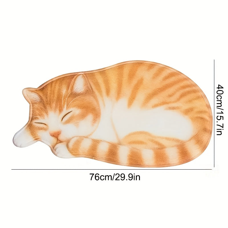 Cute Cat Design Fast-Drying Kitchen Mat - Slip-Resistant, Super Soft Rug for Bathroom, Bedroom, Living Room | Easy-Clean Home Decoration, Safe for Machine Washing