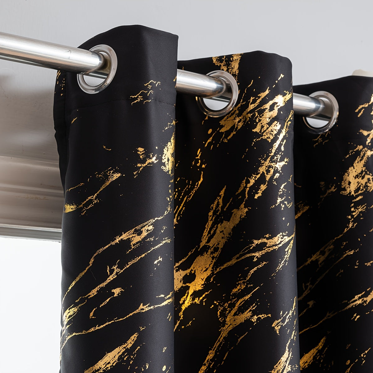 Two pieces of bronzed marble print curtains for bedroom and living room. These blackout and sunscreen curtains are great for home decor.