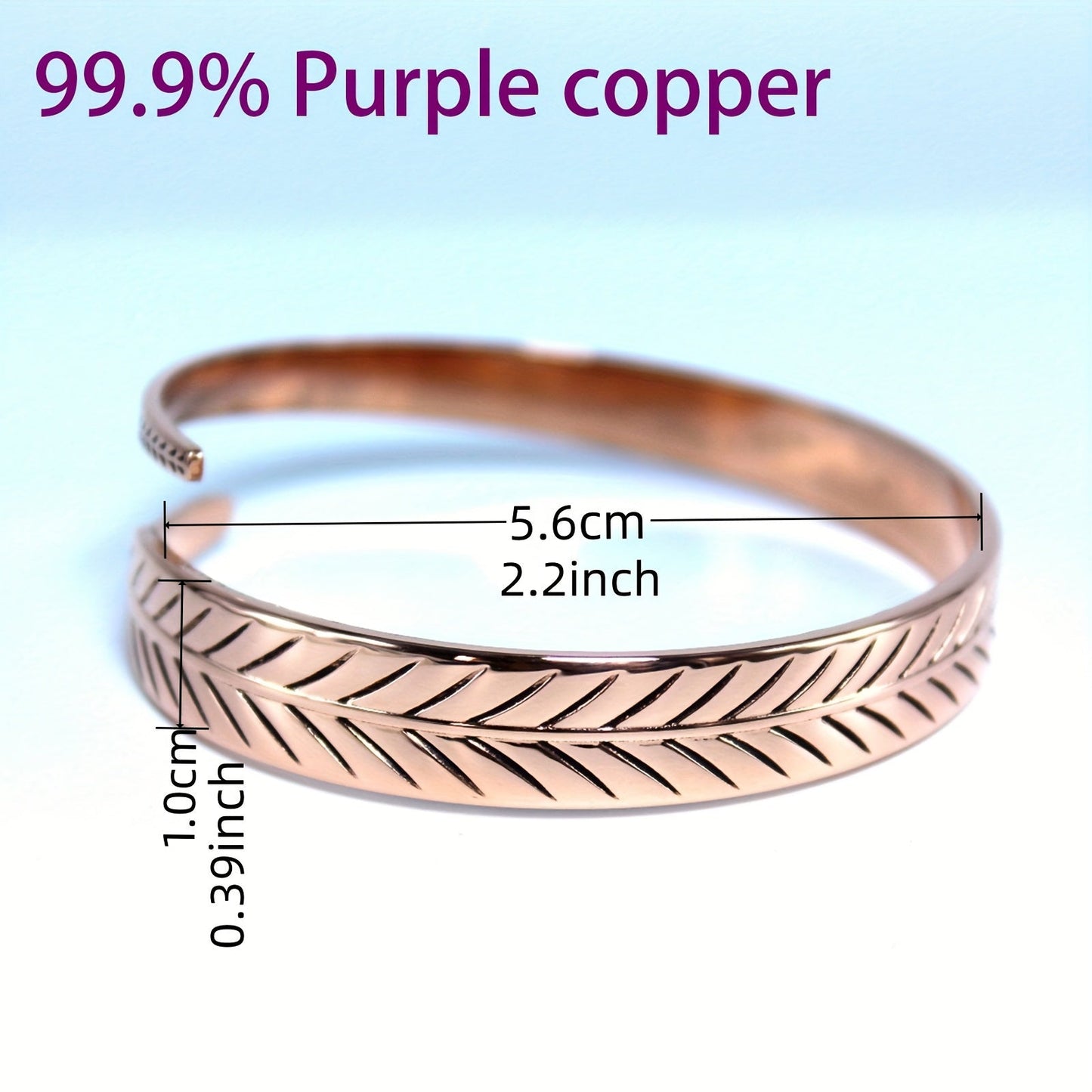 Stylish Copper Bangle adorned with Delicate Feathers, Ideal for Daily Wear and Gift-giving, Versatile for any Occasion