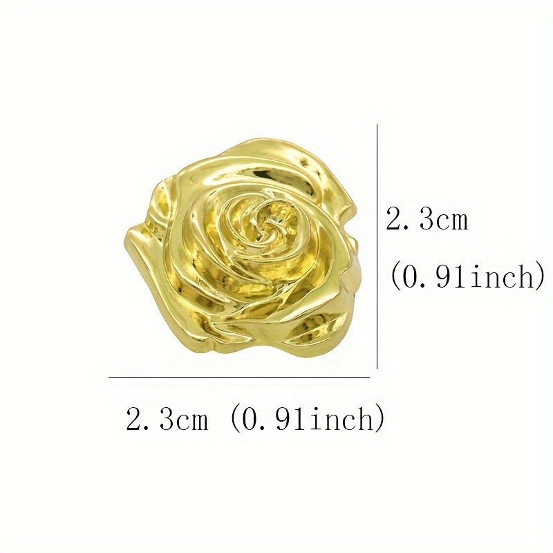 Set of 6 Elegant 3D Rose Buttons made from Alloy, featuring a Simple and Novelty Fashion Style for Women. These versatile Clothing Fasteners are Flower-Shaped Pins perfect for Sweaters, Coats, and Jackets.