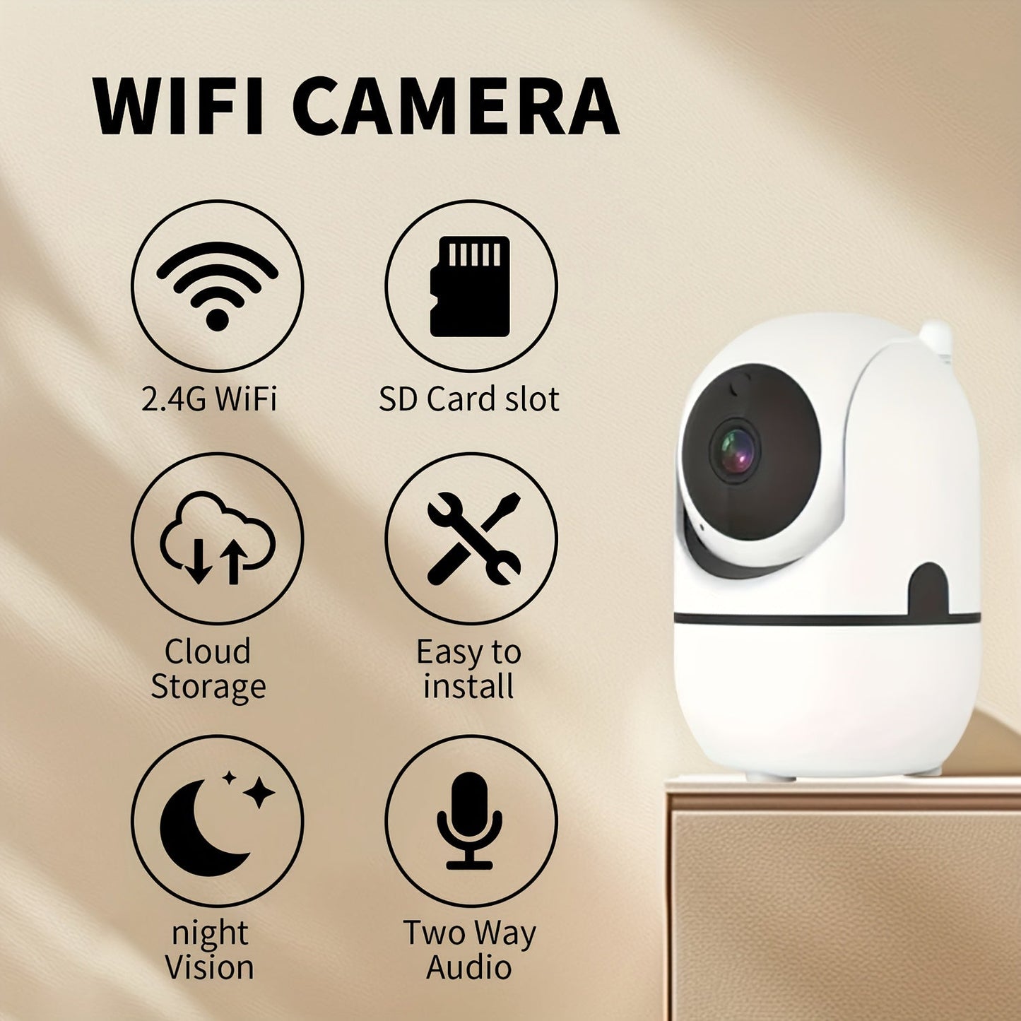 Get the YIIYRY 1080P HD Indoor Smart WiFi Home Camera for seamless monitoring and control. This camera features two-way audio, wall-mountable design, 355° horizontal and 90° vertical rotation, and easy installation. Compatible with smartphones, this