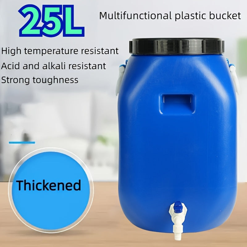 25L Heavy-Duty HDPE Plastic Bucket with Secure Lid - Resistant to Acids & Alkalines, High Temperatures, and Thicker Walls for Outdoor, Wall and Patio Cleaning.