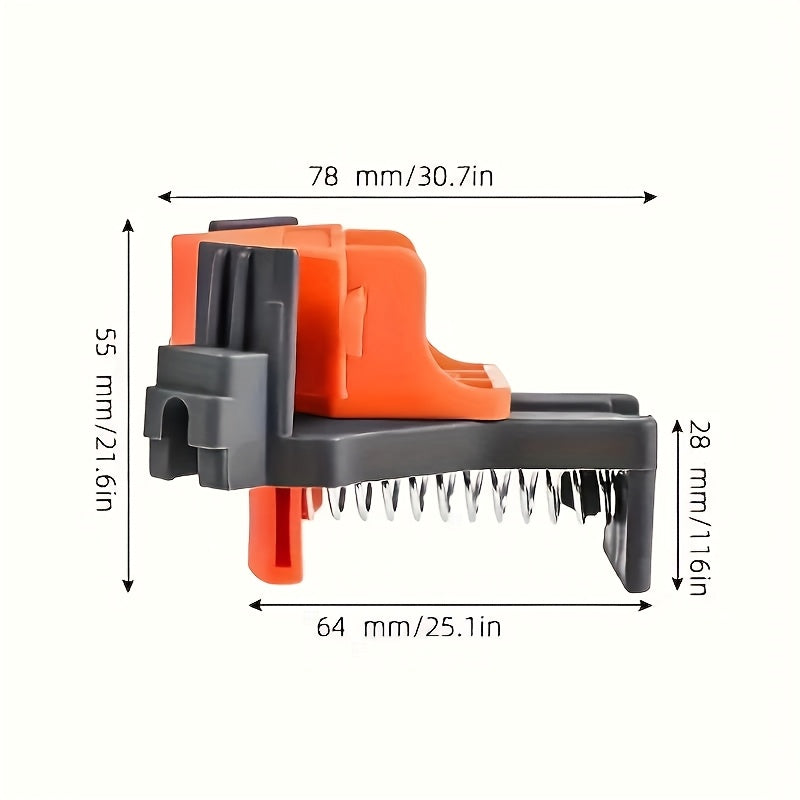 Thickened red plastic G-clamp for woodworking with 52mm right angle pressure. No assembly needed, ideal for picture frames and fish containers.