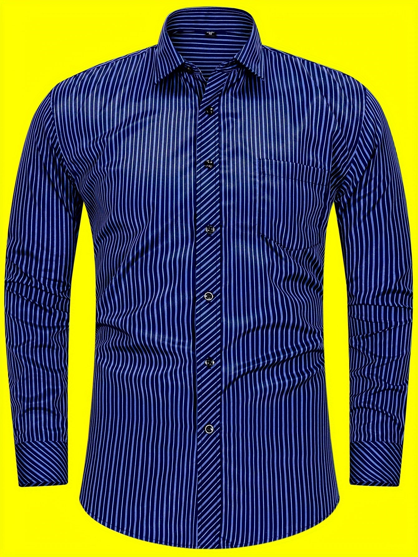 Business casual men's long-sleeve striped shirt with buttons