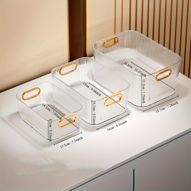 Office desk drawer storage box, desktop tray, transparent plastic makeup organizer, bathroom partition, dressing table container.