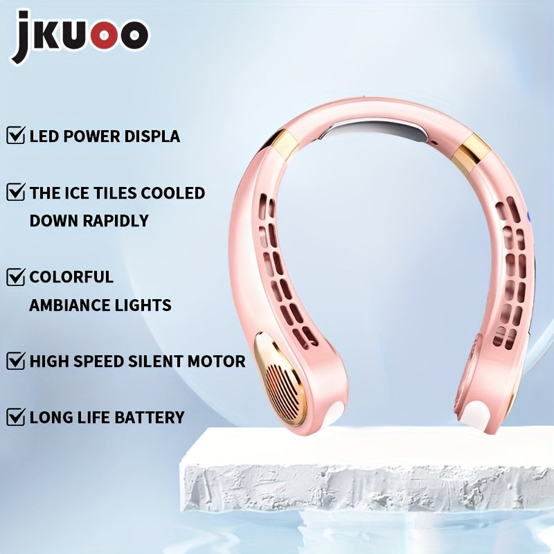 Introducing the JKUOO 2025 Neck Fan – Now with Upgraded USB Rechargeable Technology! This portable personal cooling device features a built-in lithium battery for unmatched convenience. Enjoy quiet operation with 5-speed adjustment options and LED lights