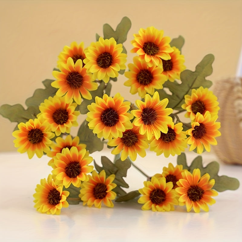 Vibrant Autumn Daisy Artificial Flower for weddings, birthdays, and home decor. Versatile plastic bouquet for living room, bedroom, and garden sill.