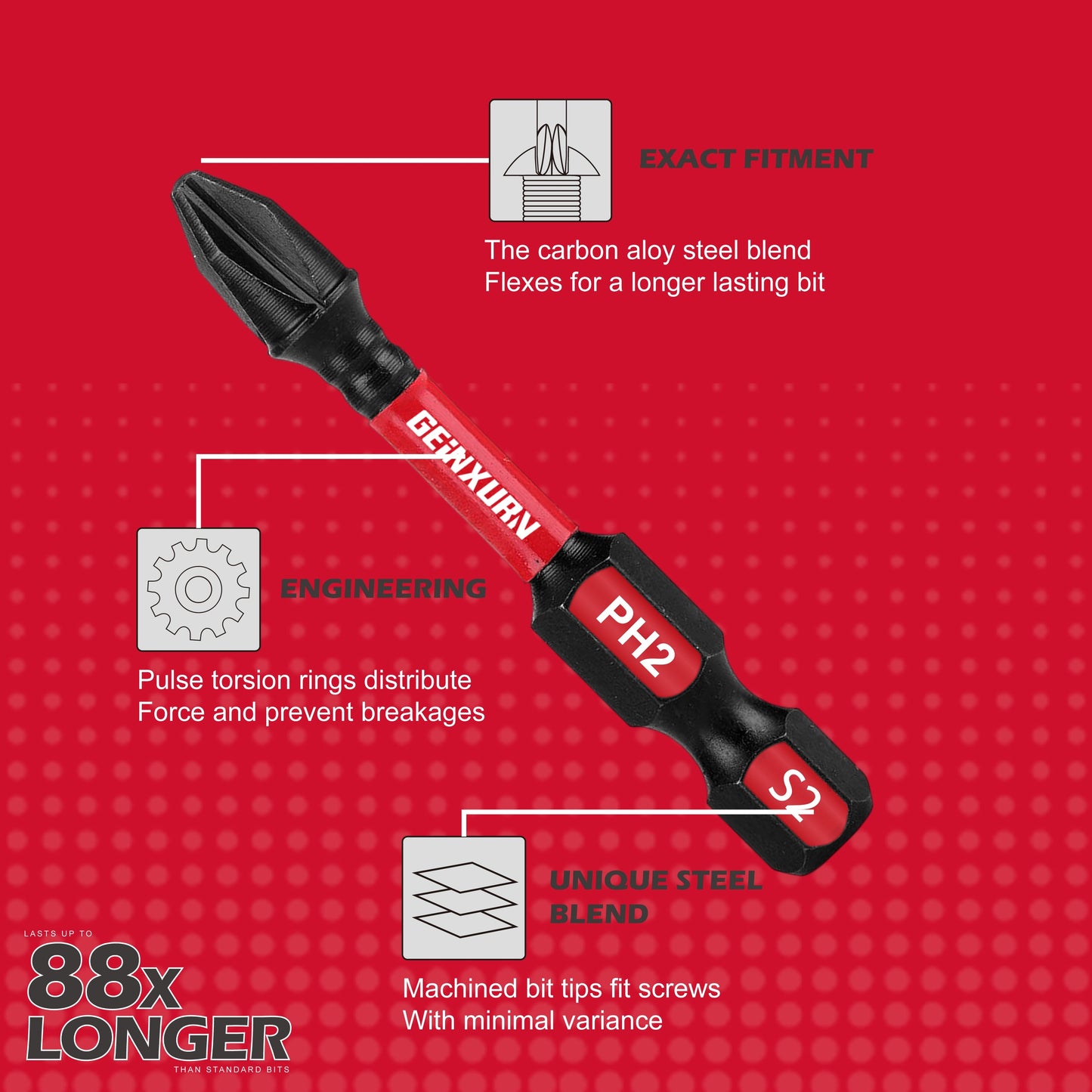 Phillips Impact Tough Screwdriver Power Bit set #1 #2 #3, Insert bit set PH1 PH2 PH3.