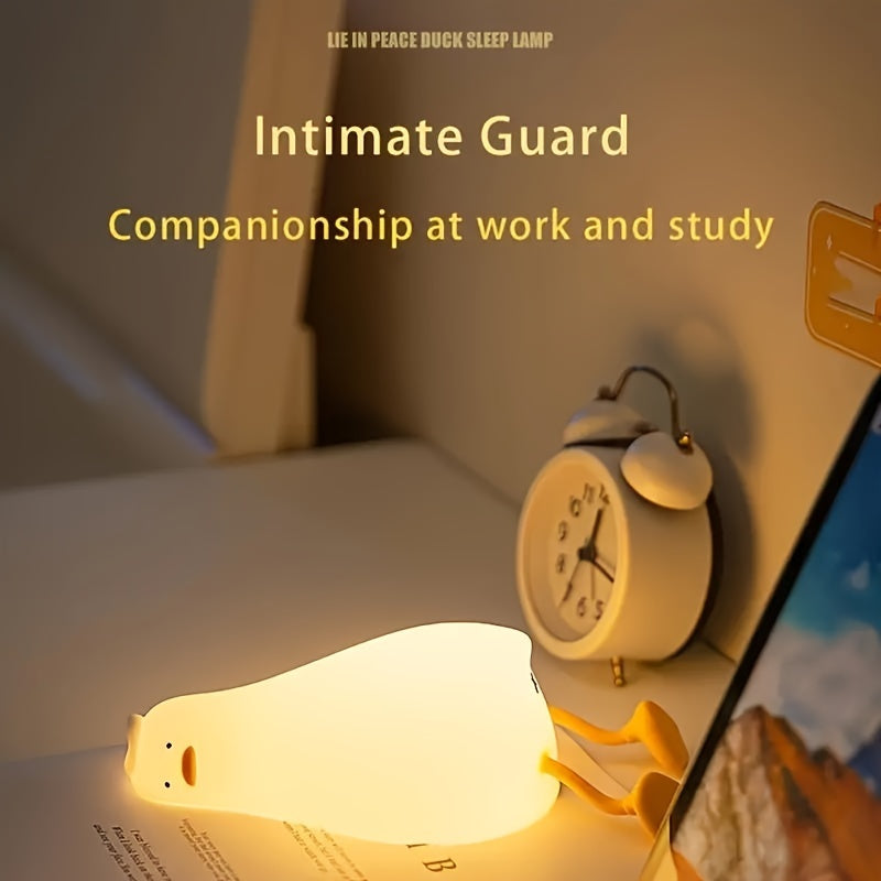 Soft Lighting Pat Duck Night Light, Adorably Cute, Silicone LED Touch Bedside Lamp with 30-Minute Timer and 3-Level Dimmable Settings