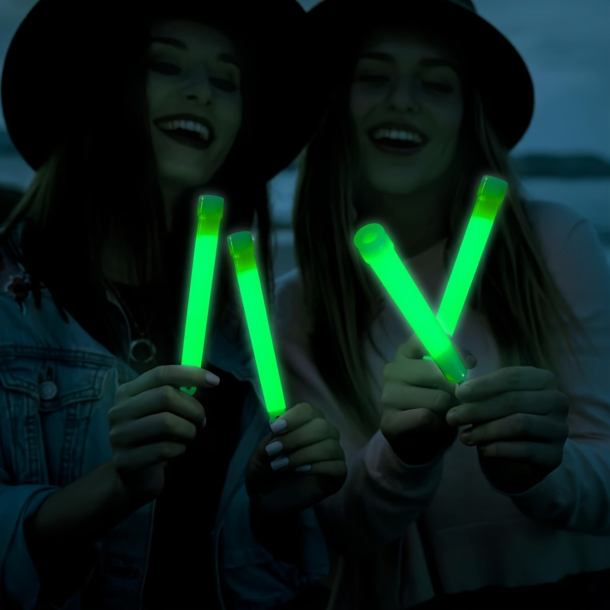 6pcs Niceglow 6-Inch Large Green Glow Sticks - Industrial-grade with 12-hour extended life. Ideal for camping, emergencies, parties, and more. Durable chem lights, no power needed.