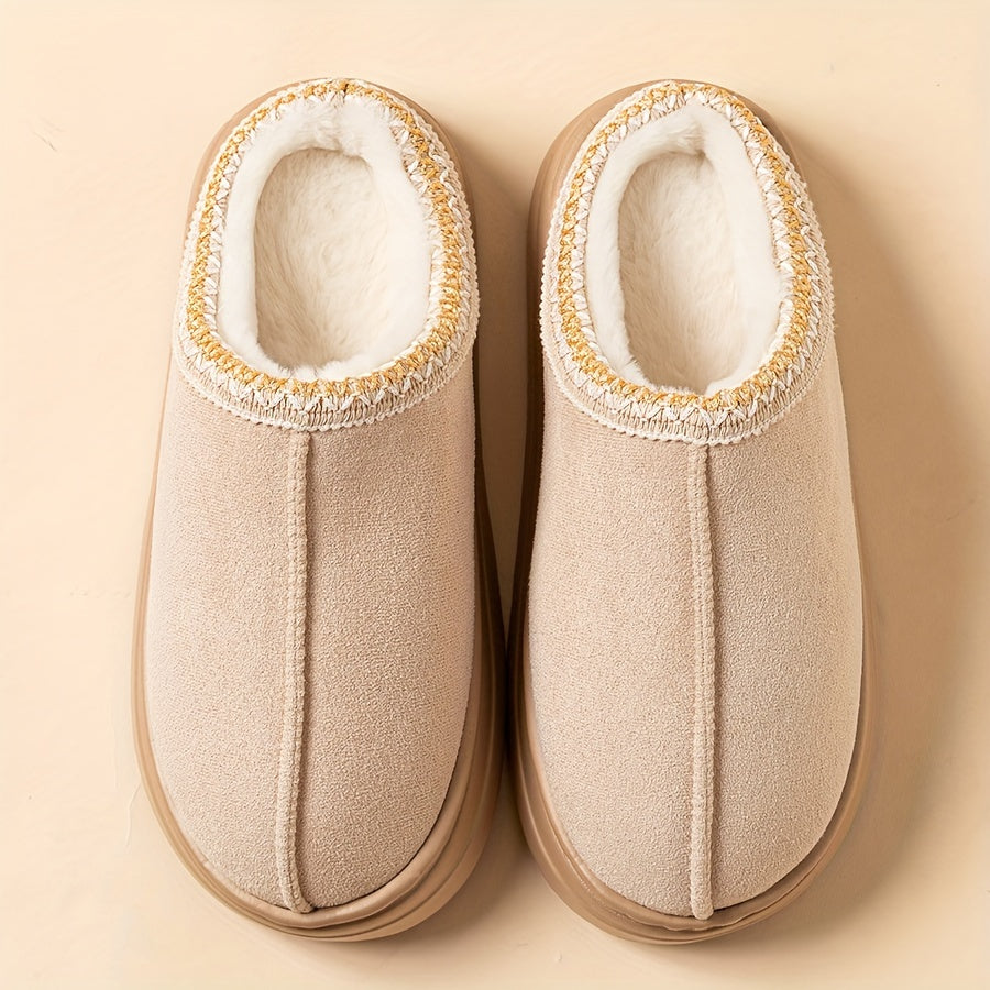 Warm and slip-resistant indoor and outdoor women's slippers with thick soles