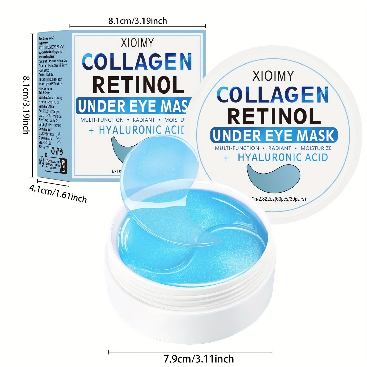 60pcs Collagen and Retinol Hydrogel Eye Mask for powerful moisturization, firming, and smoothing eye skin.