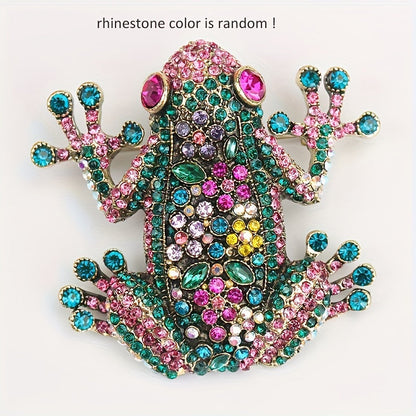 Newly Stocked European and American Heavy Industry Diamond-Encrusted Frog Brooch - A Popular Fashionable Retro Choice