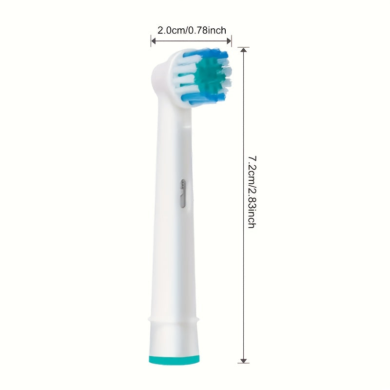 Electric toothbrush replacement heads for Oral B models are available in packs of 4, 8, or 16.