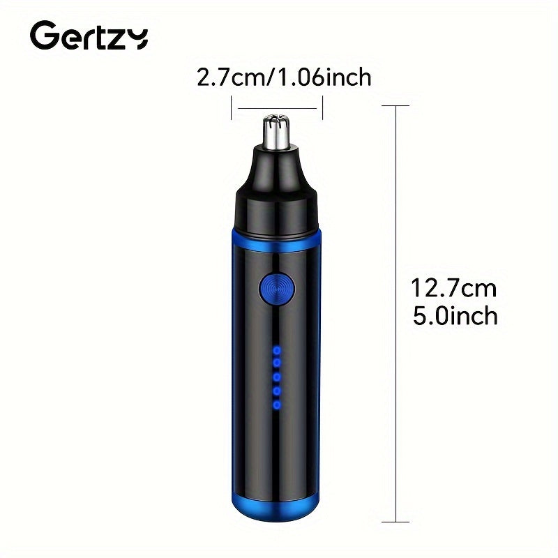 GERTZY USB rechargeable nose hair trimmer with rounded knife head, gentle on skin for men & women. Suitable for ear, eyebrow and facial hair. ABS material with 500mAh lithium battery.