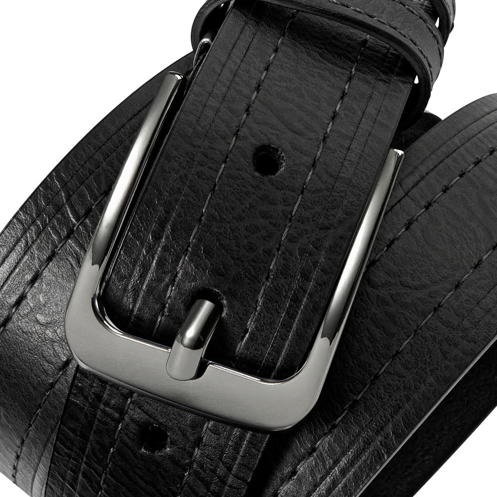 2 DOOPAI Men's Genuine Leather Belts - Adjustable 3.17cm Width, Classic Square Buckle, Ideal for Jeans & Dress Pants, Includes Gift Box - Black & Brown